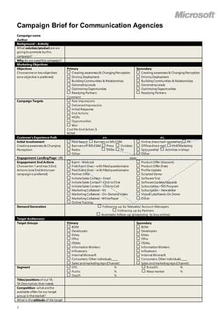 Communication Brief For Agencies Miscrosoft Pdf