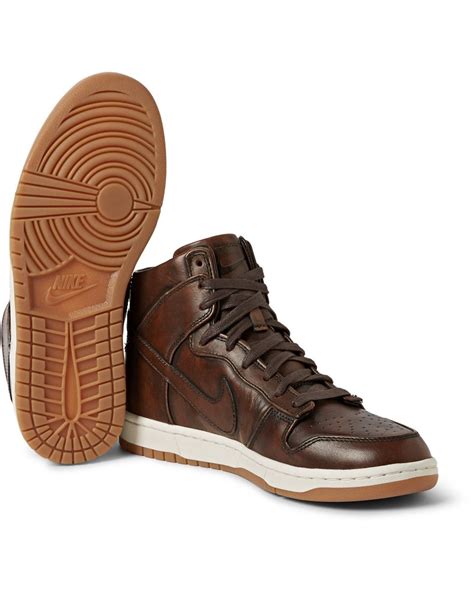 Nike Lab Dunk High Sp Burnished Leather Sneakers In Brown For Men Lyst Uk