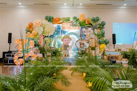 Trang Trí Sinh Nhật Chủ đề Rừng Xanh Safari Bé Kim Hoàng Party Design