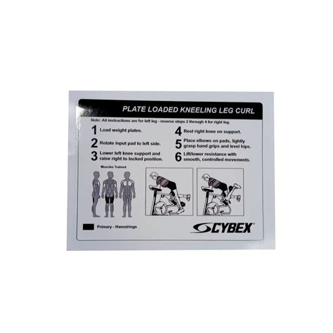 Cybex Plate Loaded Kneeling Leg Curl Instruction Decal X