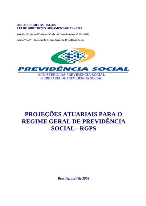 PDF PROJEÇÕES ATUARIAIS PARA O REGIME GERAL DE MF Ministério da