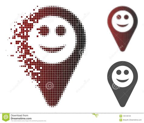 Dust Dotted Halftone Map Marker Smile Icon Stock Vector Illustration