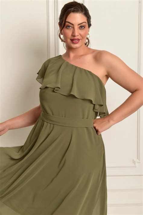 Vestido De Festa Vestido De Festa Plus Size Verde Oliva Midi Ang Lica