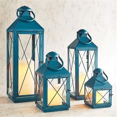 Pier 1 Imports Bennett Teal Metal Lanterns Metal Lanterns Lanterns Decor Indoor Patio Furniture