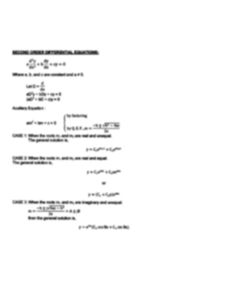 Solution Differential Equations Formulas Studypool