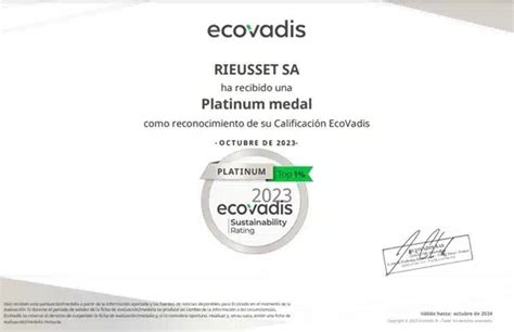 Certificado Ecovadis Platino Rieusset