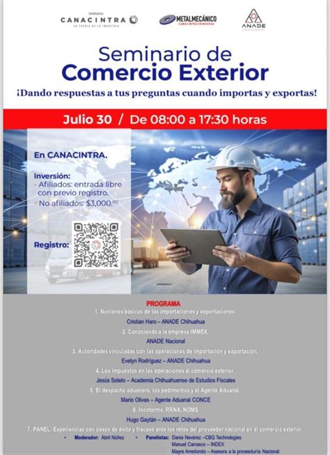 Invita Canacintra Al Seminario De Comercio Exterior Este 30 De Julio