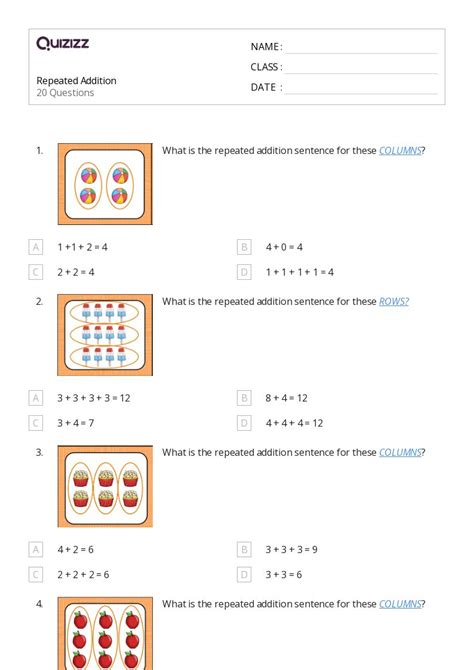 50 Repeated Addition Worksheets For 2nd Class On Quizizz Free