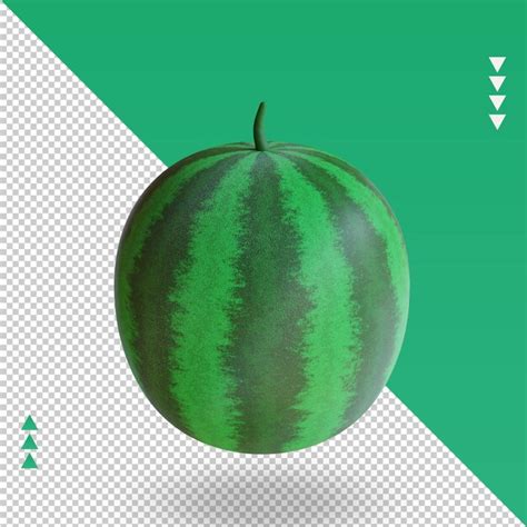 3d frutas melancia renderização vista superior PSD Premium