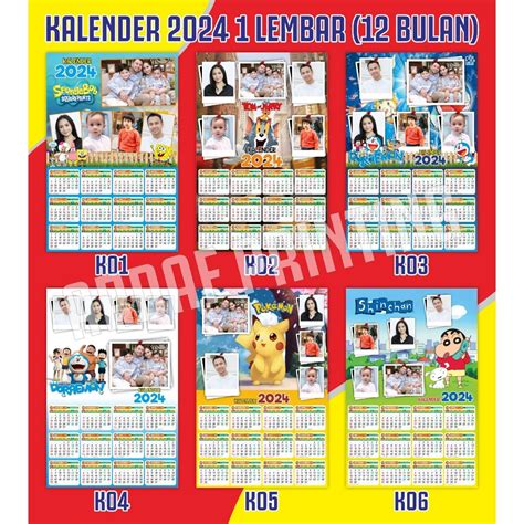 Jual Cetak Kalender 2024 Murah Cetak Kalender Custom Kalender Tema Kartun Kalender Dinding