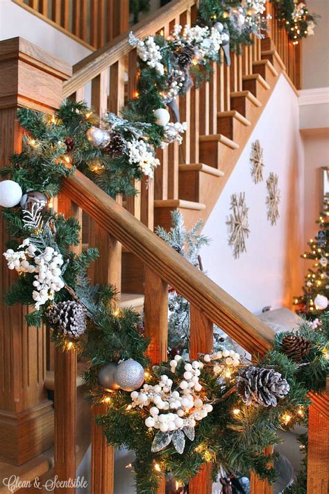 How to Hang a Garland on the Stairs - Clean and Scentsible