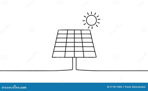 One Continuous Single Drawn Line Art Doodle Solar Battery Clean Energy