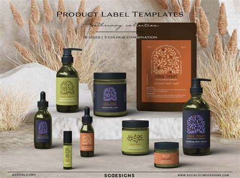 DIY Botanical Skincare Label Templates, Apothecary Skincare Label