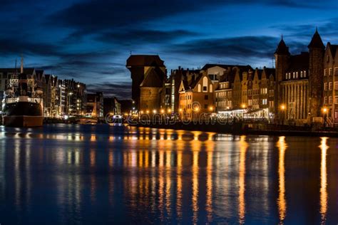 Architecture of Old Town in Gdansk at Night, Poland Stock Photo - Image ...