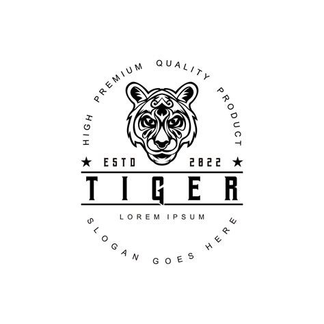 Tiger Head logo vintage design vector illustration black and white ...