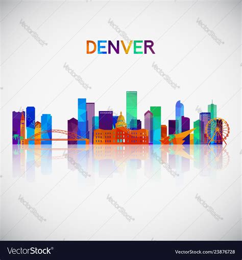 Denver Skyline Silhouette In Colorful Geometric Vector Image