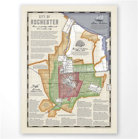 Rochester History Of Growth Map Print — The Lost Borough