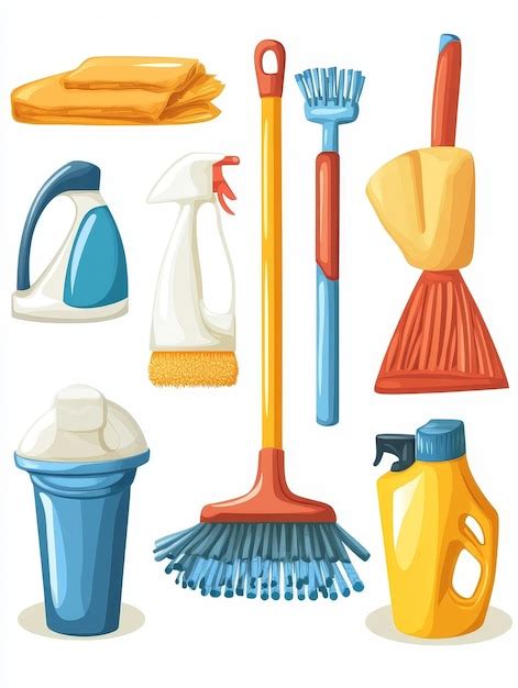 Cleaning Supplies Cartoon Illustration Premium Ai Generated Image