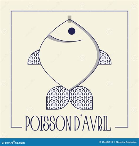 Poisson D Avril French April Fool S Day Card Fish Flat Style Vector