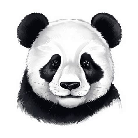 Ilustra O Realista Do Rosto Do Urso Panda A Preto E Branco Ilustra O