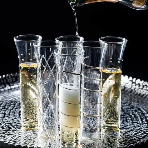 Abigails Razzle Dazzle Gold Champagne Flutes Set Of 6 Distinctive Decor