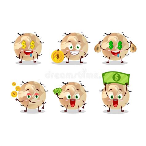 Halloween Maan Cartoon Personage Met Schattige Emoticon Brengt Geld Mee