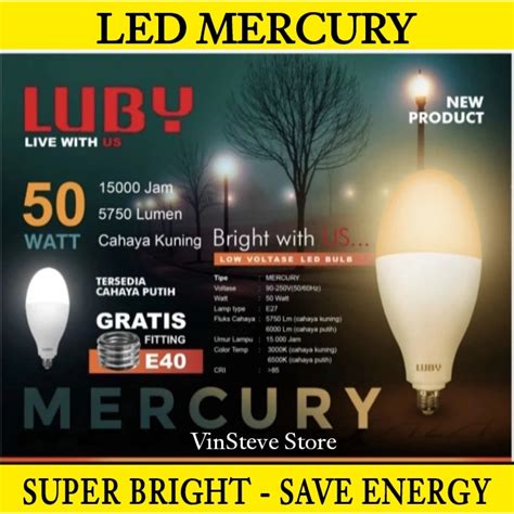 Jual Lampu Led LUBY Mercury 50 Watt Warm White Cahaya Kuning Shopee