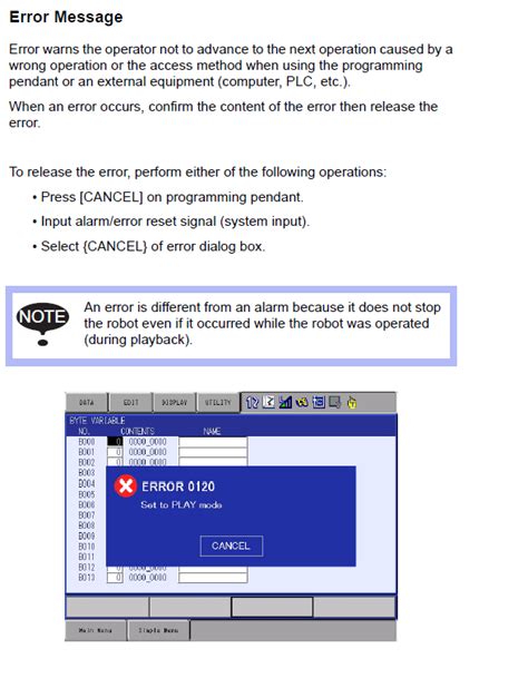 YRC1000 ERROR MESSAGE LIST Yaskawa Motoman