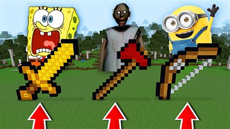 NU ALEGE ARMA GREȘITĂ ÎN MINECRAFT Spongebob Granny Minion YouTube