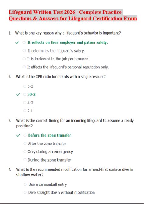 Lifeguard Written Test Answers