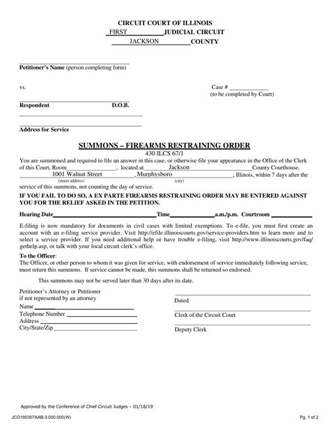 Jackson County Illinois Summons Firearms Restraining Order Fill Out Sign Online And