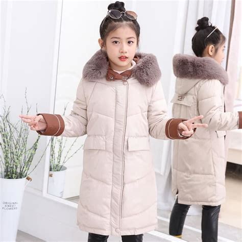 Manteau D Hiver Blanche Paisse En Fausse Fourrure Pour Fille En Coton