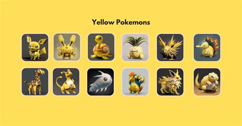 +20 Yellow Pokemon Explained (3D Images) - Eggradients.com