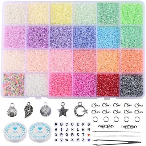 2mm Pony Beads Set BetterJonny 24 Colors 12 0 Glass Seed Beads With