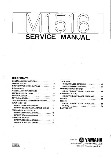 YAMAHA M1516 Service Manual download, schematics, eeprom, repair info ...