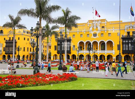 Plaza Mayor In Historic Center Of Lima Peru It Is Surrounded By The