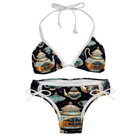 Arabic Teapot Swimming Suits Women Bikini Sets Detachable Sponge