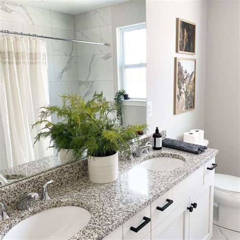 White Bathroom With Granite Countertop - Soul & Lane