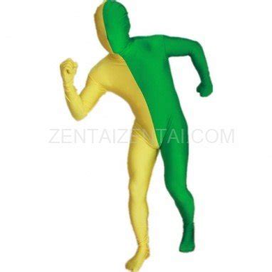 Green And Yellow Fullbody Full Body Lycra Spandex Morph Zentai Suits