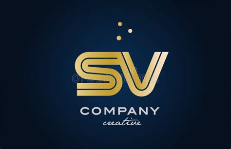 Gold Golden SV Combination Alphabet Bold Letter Logo With Dots Joined