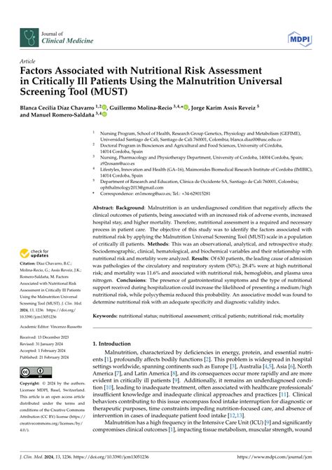 Pdf Factors Associated With Nutritional Risk Assessment In Critically