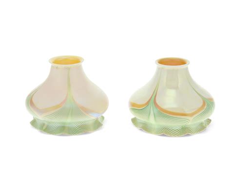 Lot Two Quezal Style Art Glass Shades