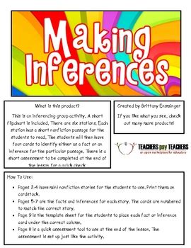 Making Inferences Activity With Flipchart By Brittany Ensminger Tpt