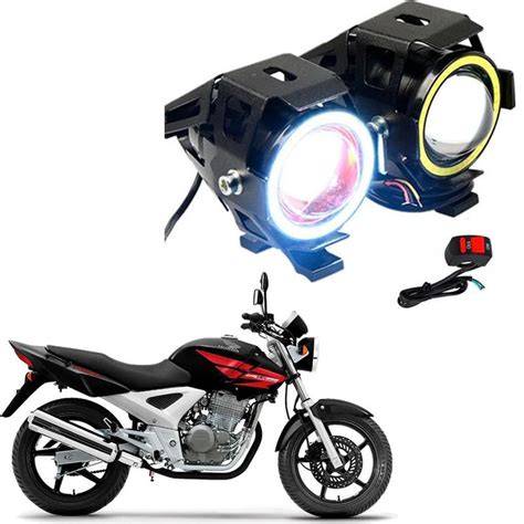 Kit Led Farol Milha Moto Cbx Twister Angel Eye