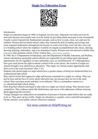 Sex Education Essay Pdf