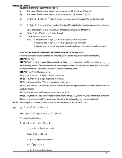 Maxima And Minima Notes Class Iit Jee