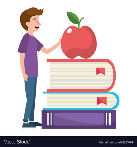 Young man studying cartoon Royalty Free Vector Image