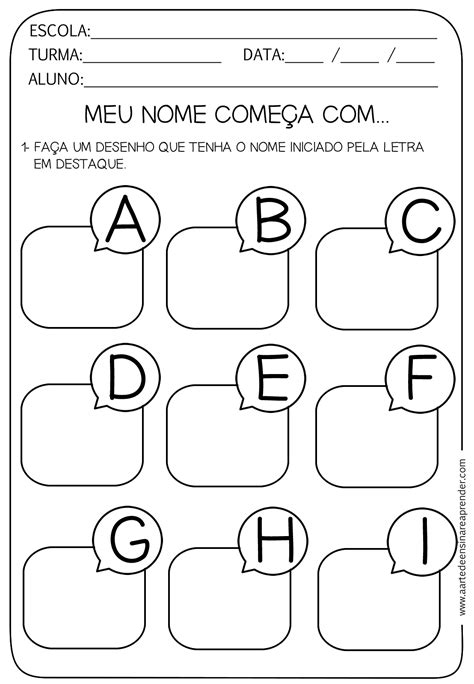 Atividade Pronta Letra Inicial Alfabeto A Arte De Ensinar E Aprender