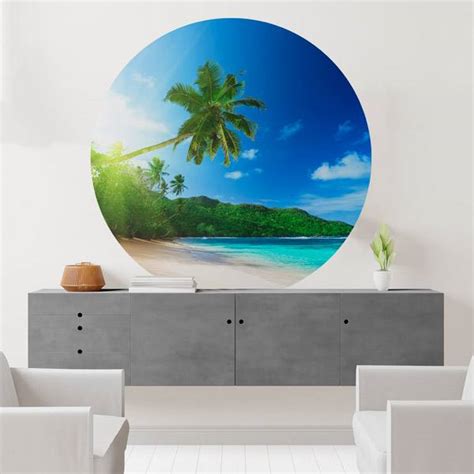 Vinilo Circular Decorativo Playa Paradis Aca Teleadhesivo