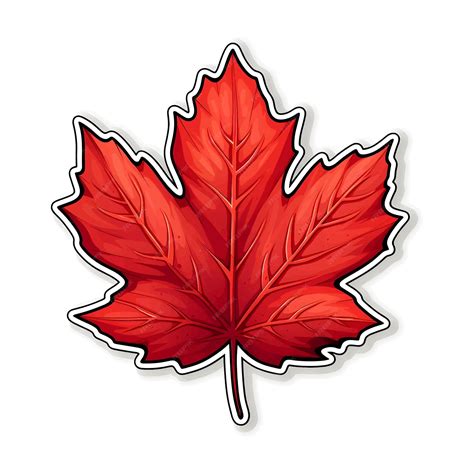 Premium Vector Vector Illustration Of Red Leaf Sticker Isolated On